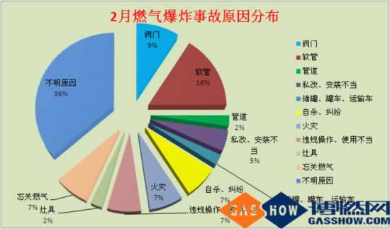 2016年2月份我國燃氣爆炸事故分析原因分布